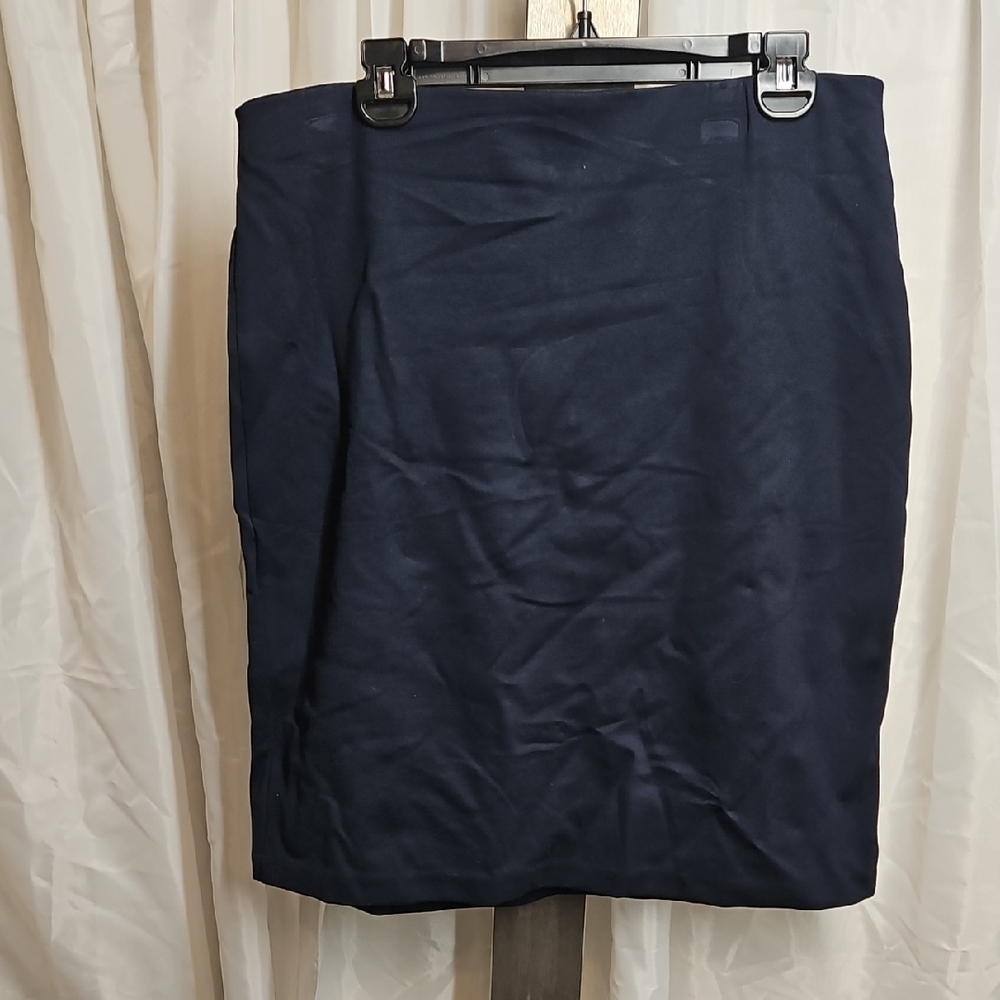 Philosophy Navy Ponte Knit Pencil Skirt W Zipper Detail Sz 14